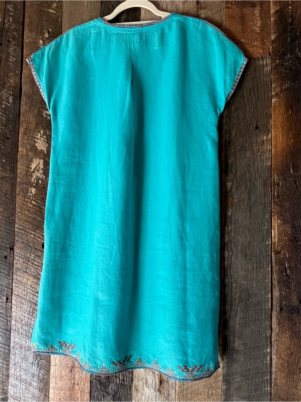 Johnny Was Turquoise Embroidered V‑Neck Dress / Tunic - XS - NWOT - Picture 2 of 5